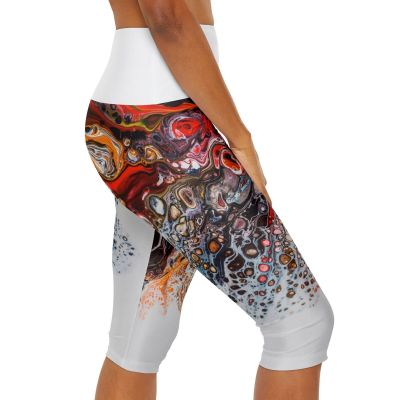 Colorful Yoga Leggings bright Abstract Art Capris